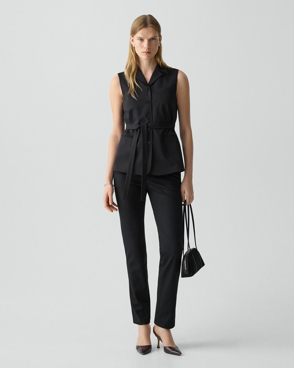 Tie Waist Vest in Good Wool