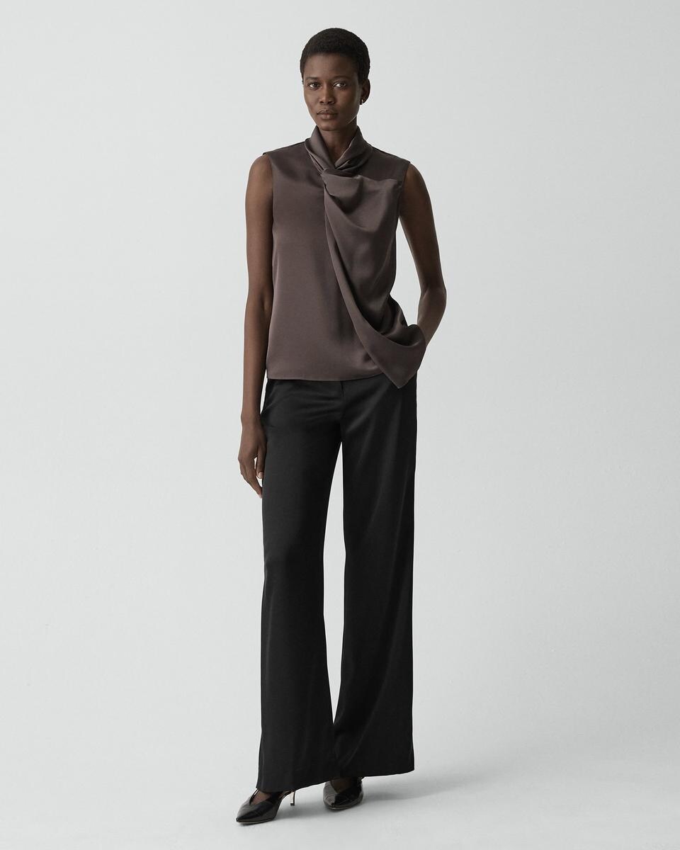 Twisted Split Blouse in Satin