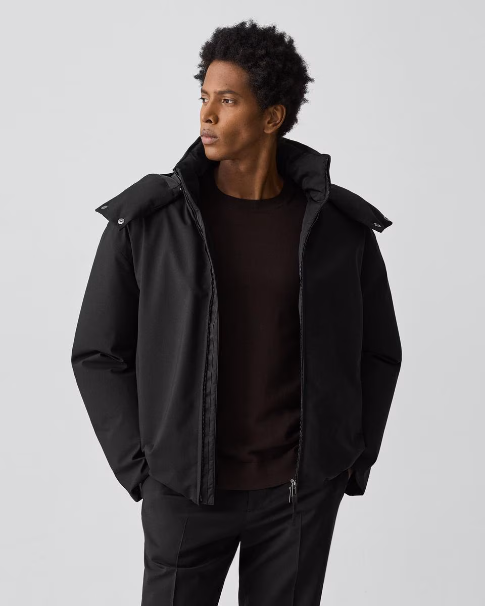 Hooded Jacket in Bonded Wool-Blend