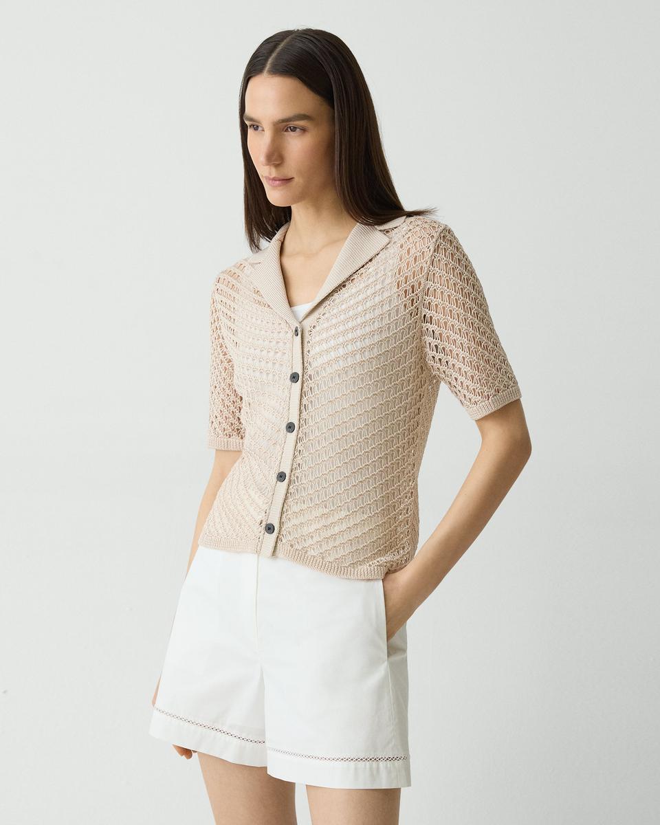 Short-Sleeve Camp Shirt in Sheen Cotton