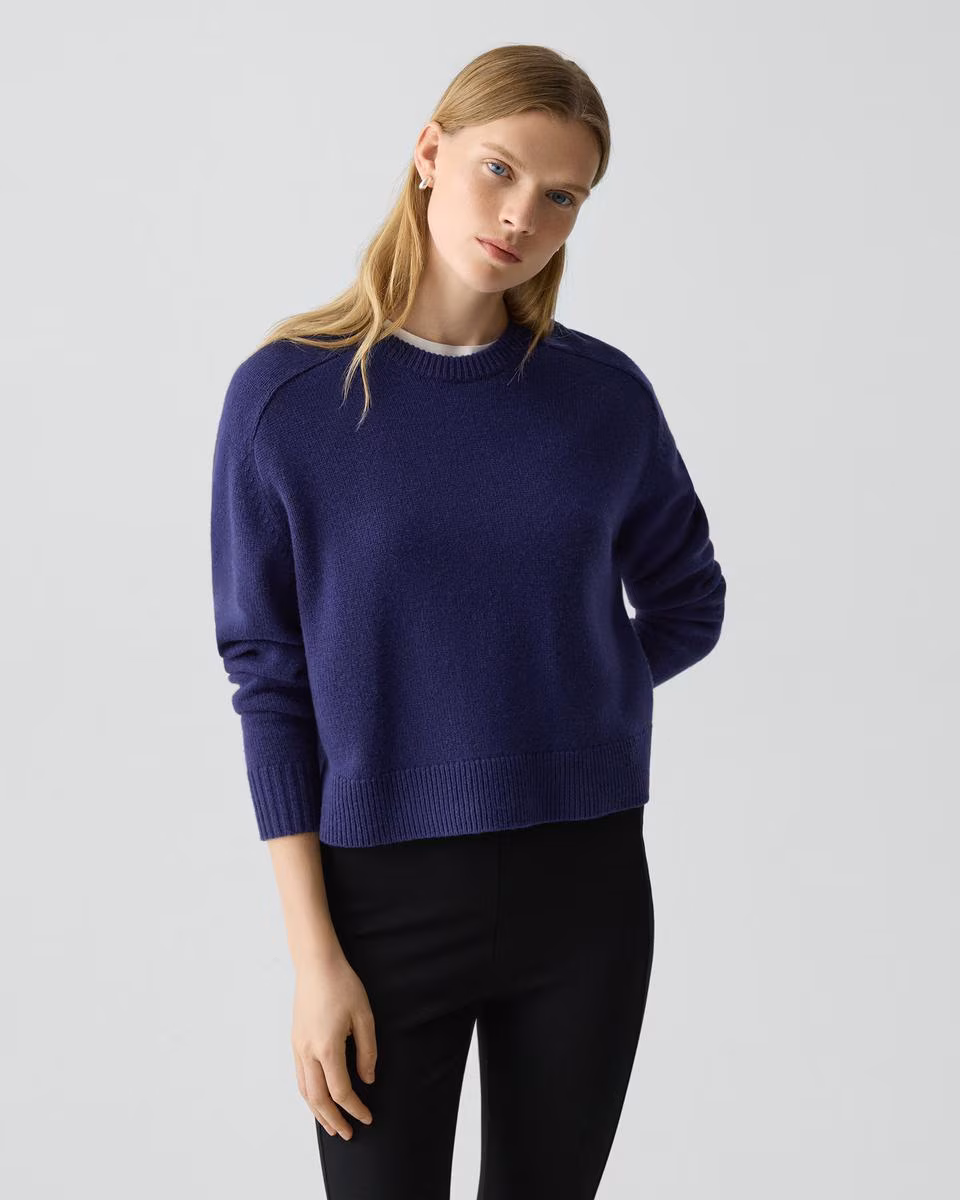 Cropped Crewneck Sweater in Cashmere