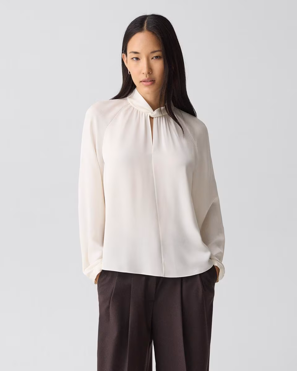 Twist Neck Top in Silk Georgette