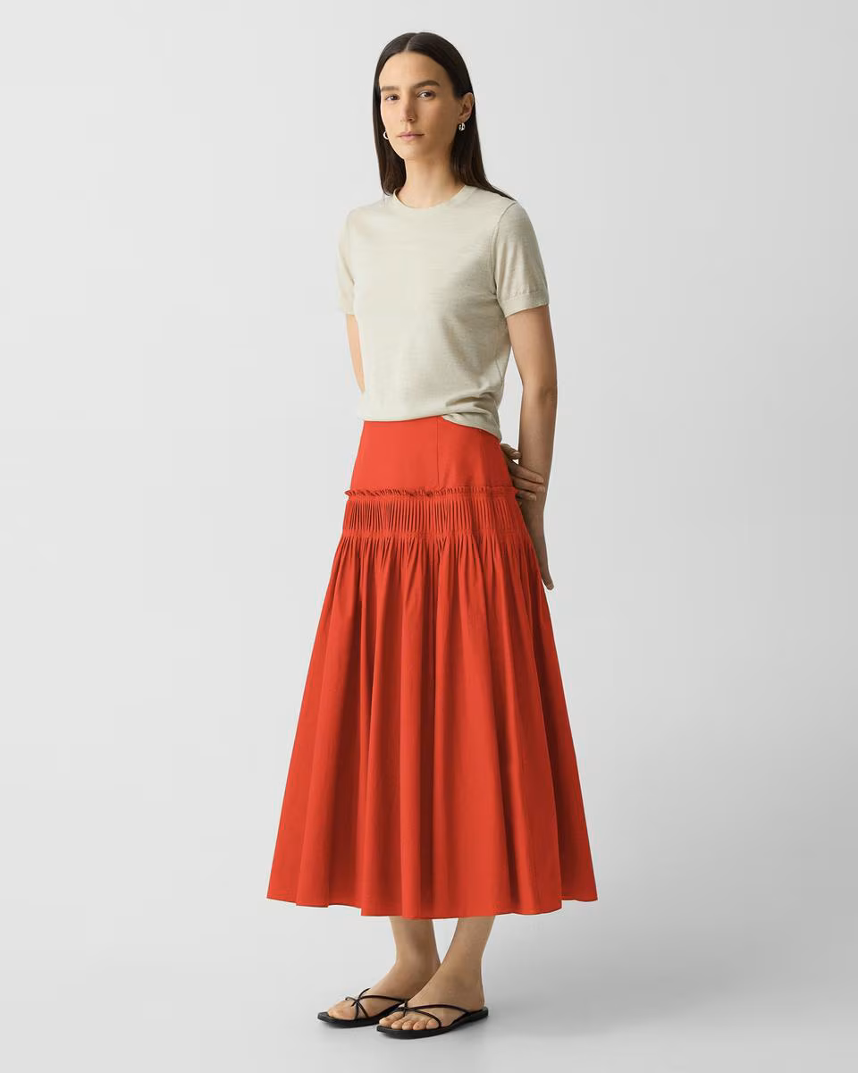 Accordion Maxi Skirt in Cotton-Blend