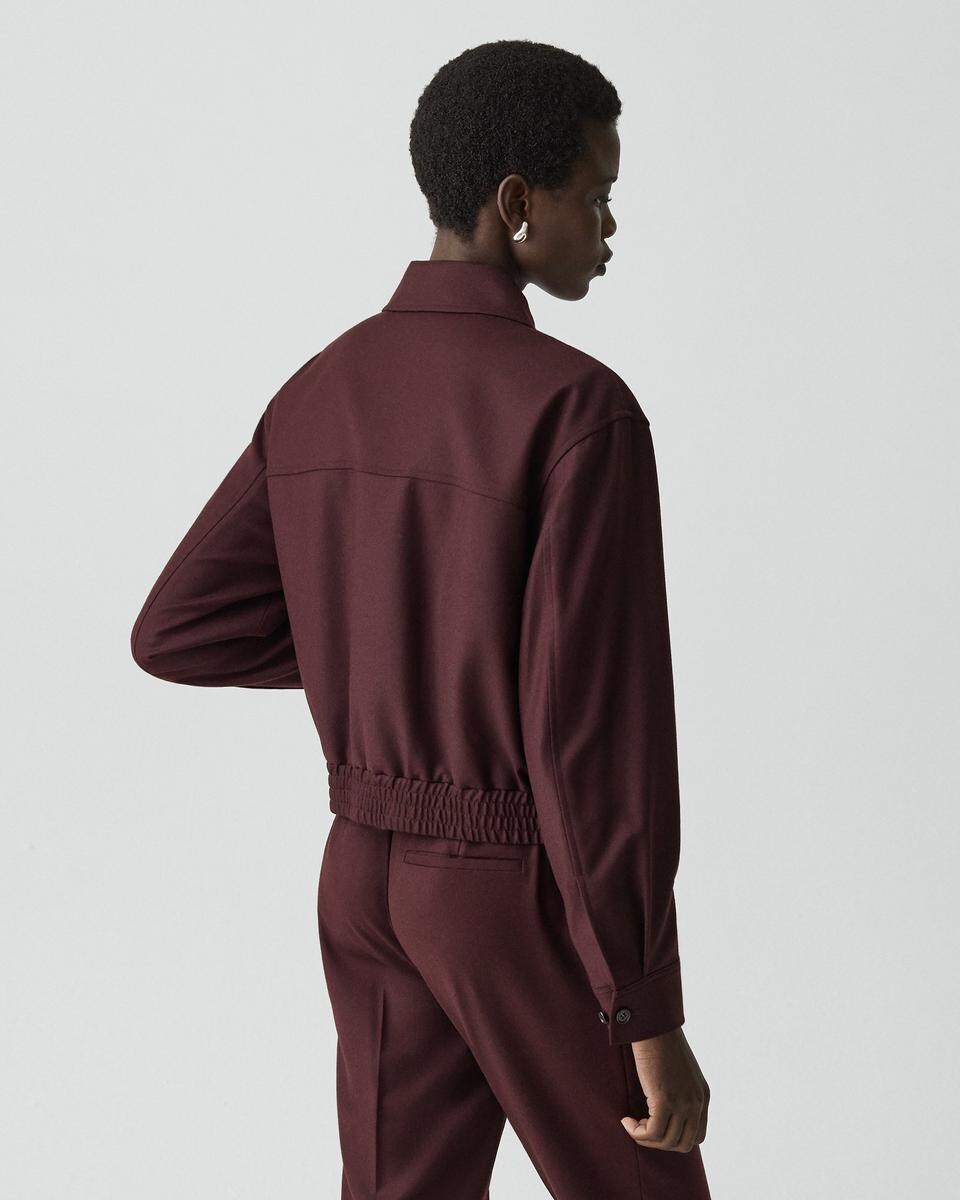 Cropped Track Jacket in Sleek Flannel