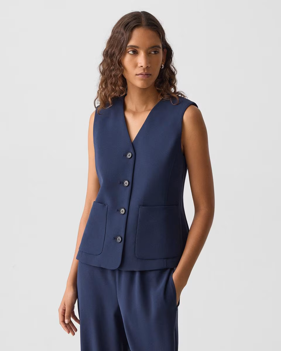 Zig Zag Vest in Satin Crepe