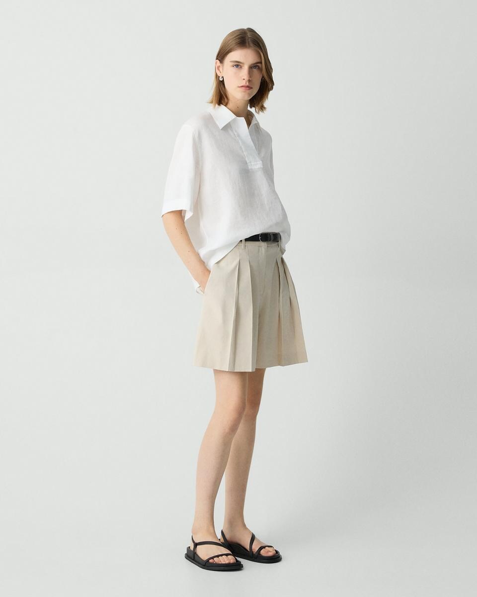 Pleated Short in Good Linen