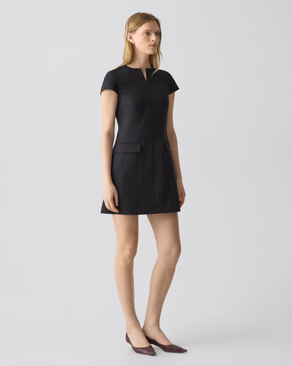 Zip Mini Dress in Good Wool