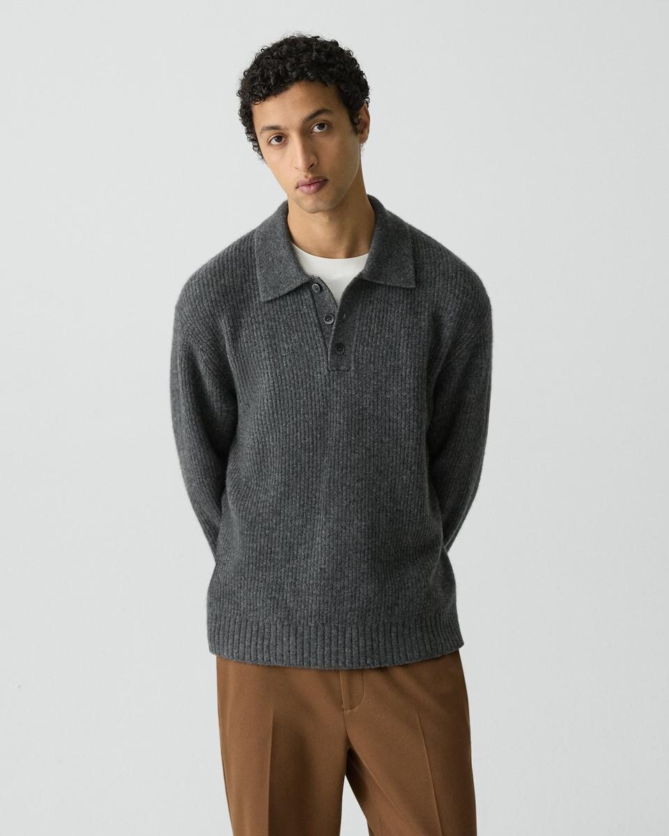 Relaxed Polo Sweater in Astor Wool