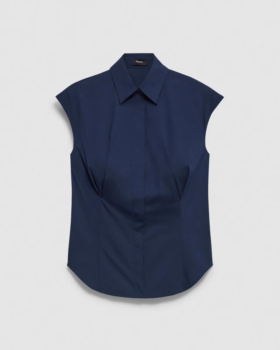 Cinched Cap Sleeve Shirt in Good Cotton