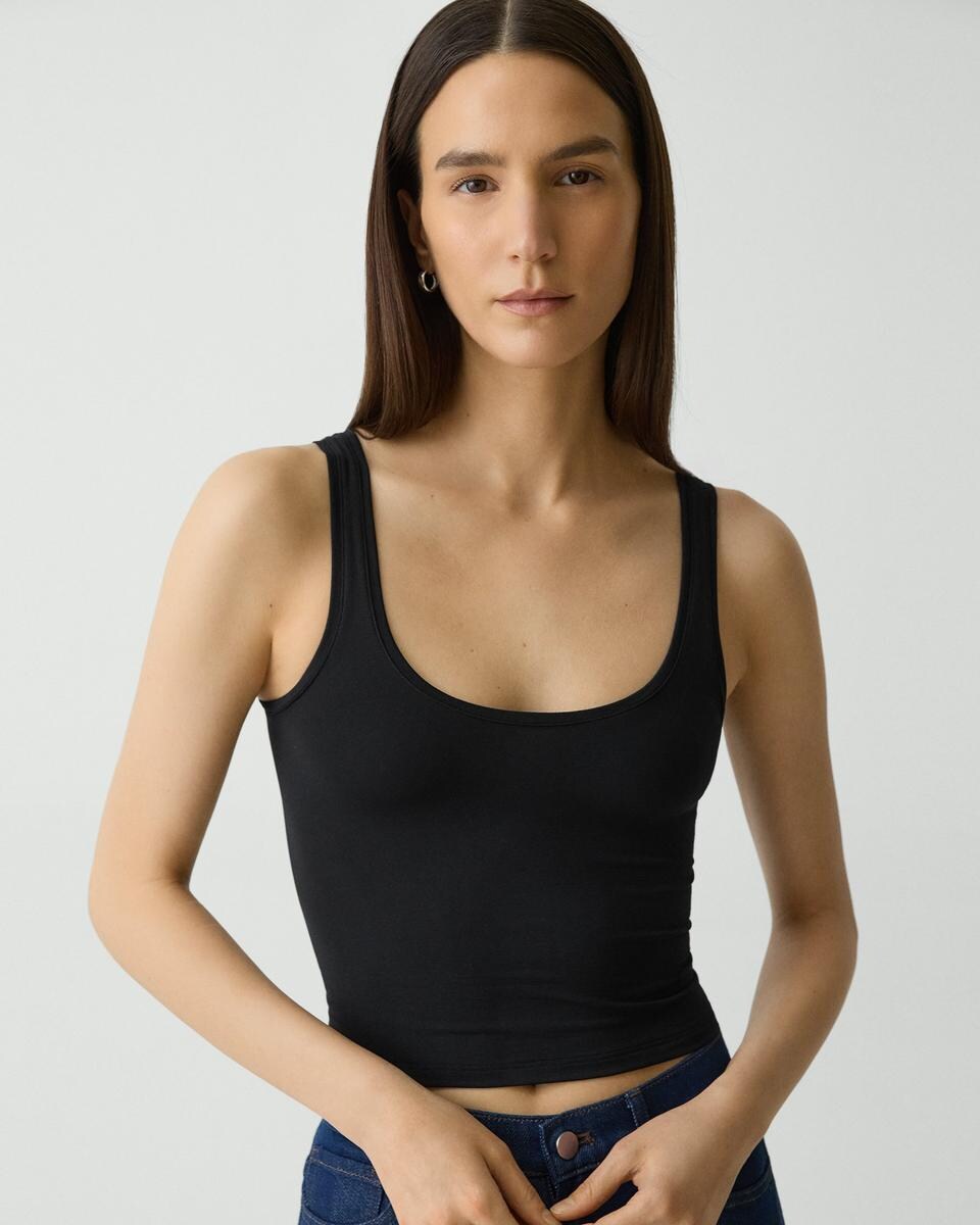 Cropped Tank Top in Stretch Nylon
