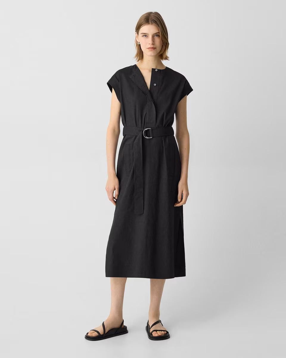 Belted Midi Dress in Good Linen