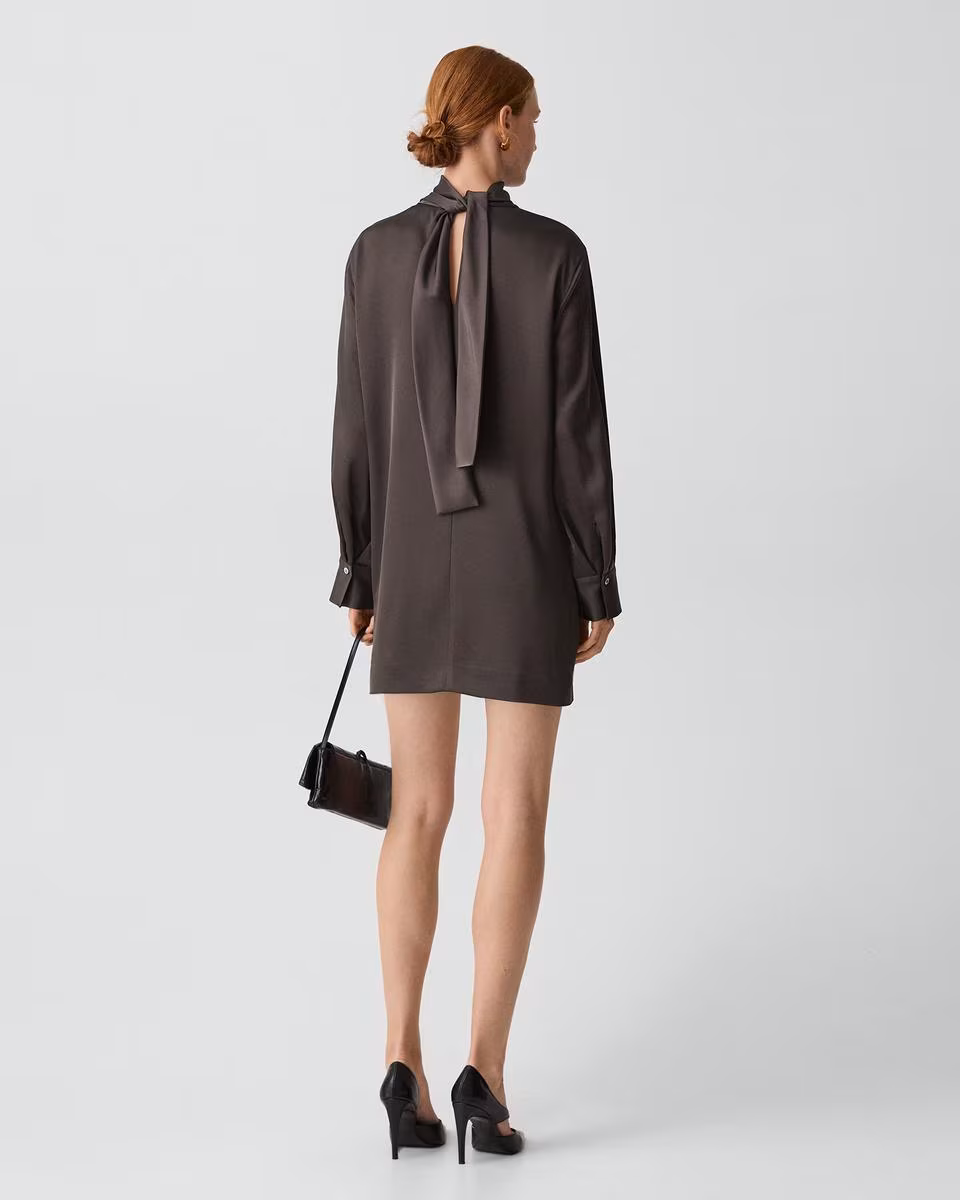 Blouson Sleeve Dress in Satin