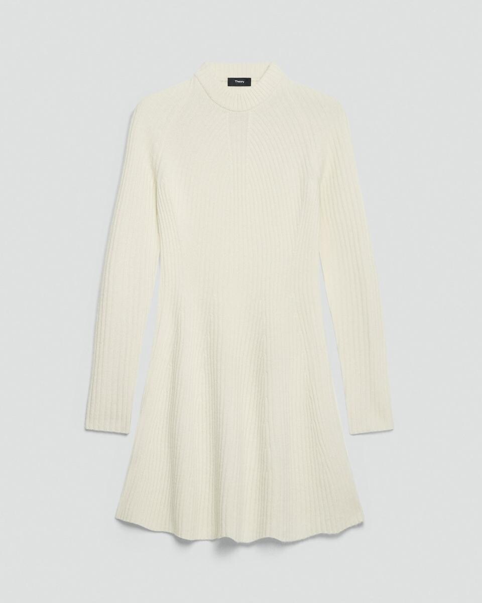 Ribbed Sweater Dress in Felted Wool-Cashmere