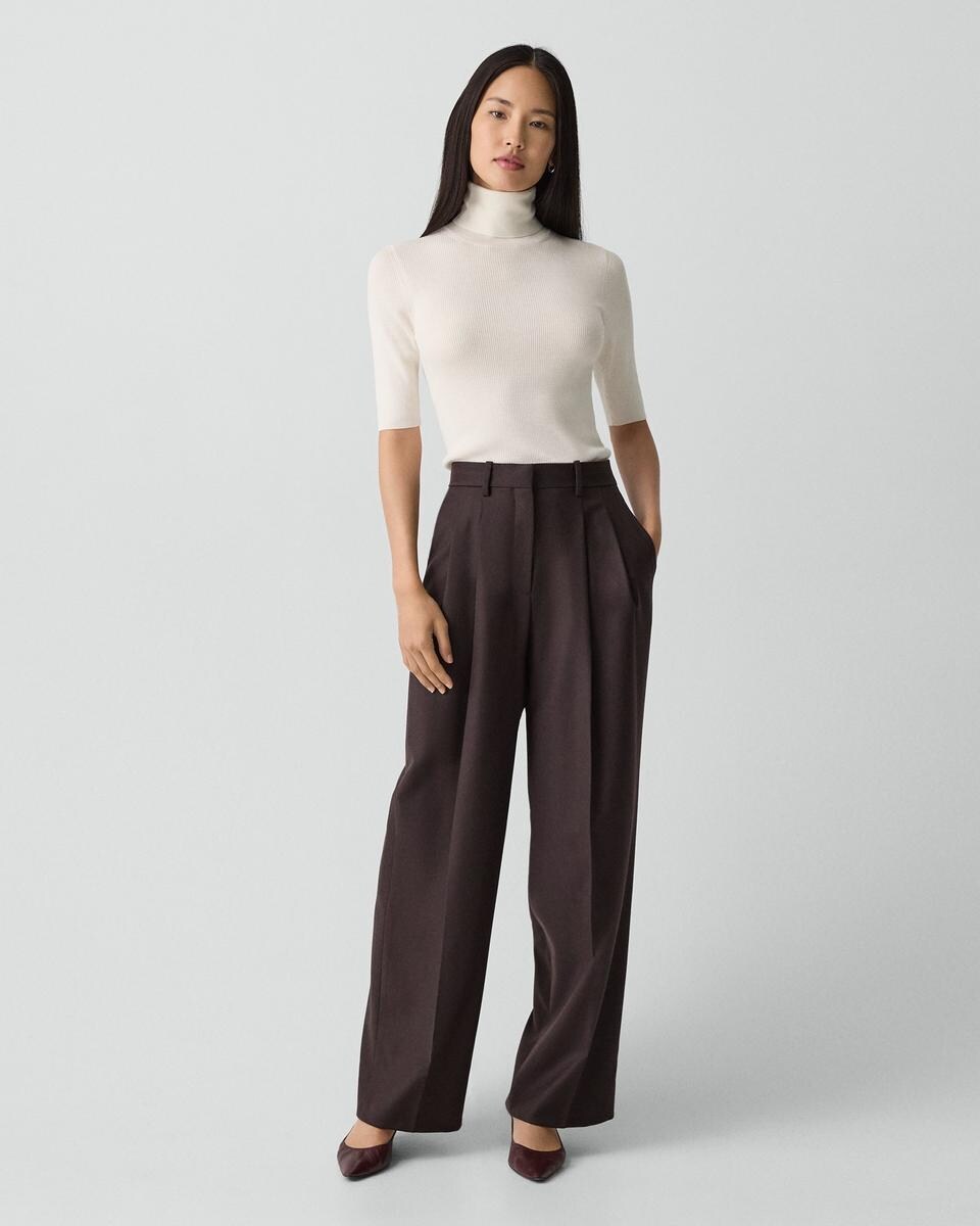 Leenda Short-Sleeve Turtleneck in Regal Wool