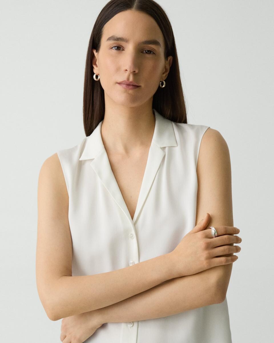 Camp Collar Blouse in Silk Georgette