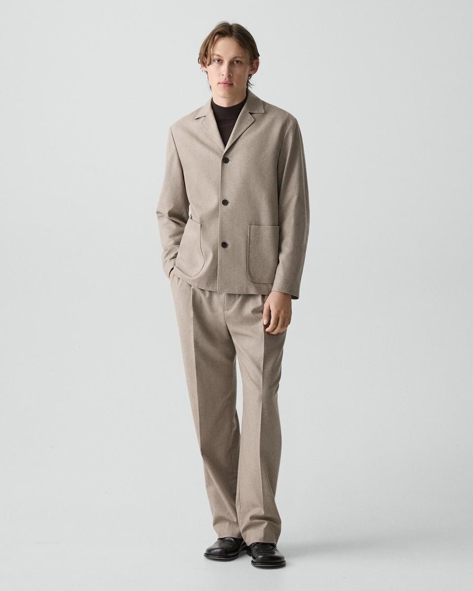 Three-Button Blazer in Cashmere-Blend Flannel