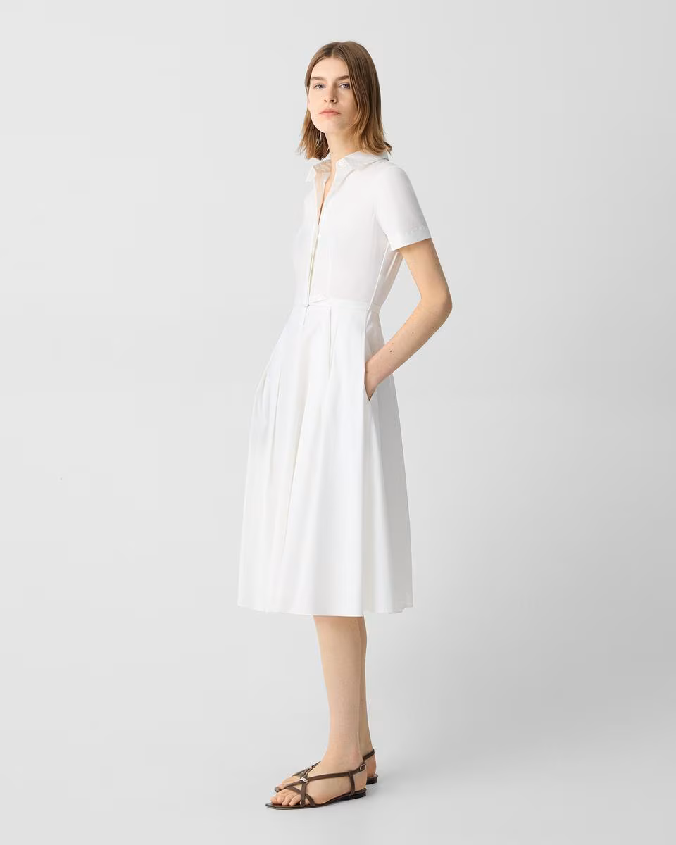 Short-Sleeve Shirt Dress in Good Cotton