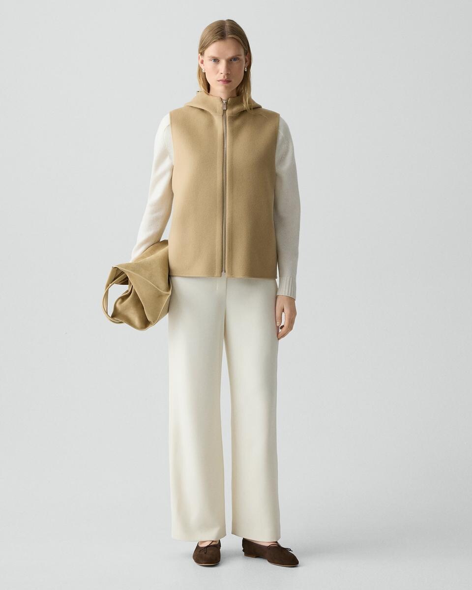 Hooded Vest in Double-Face Wool-Cashmere
