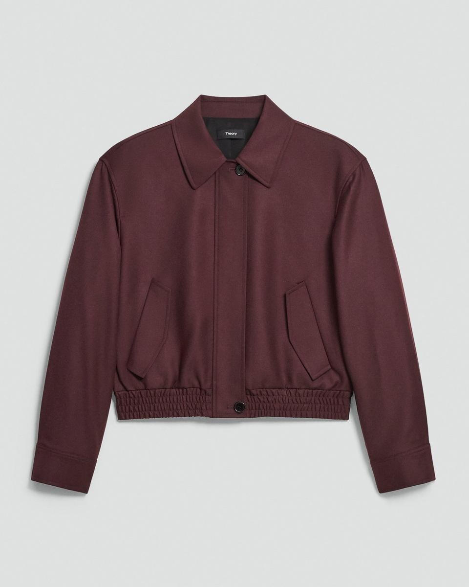 Cropped Track Jacket in Sleek Flannel