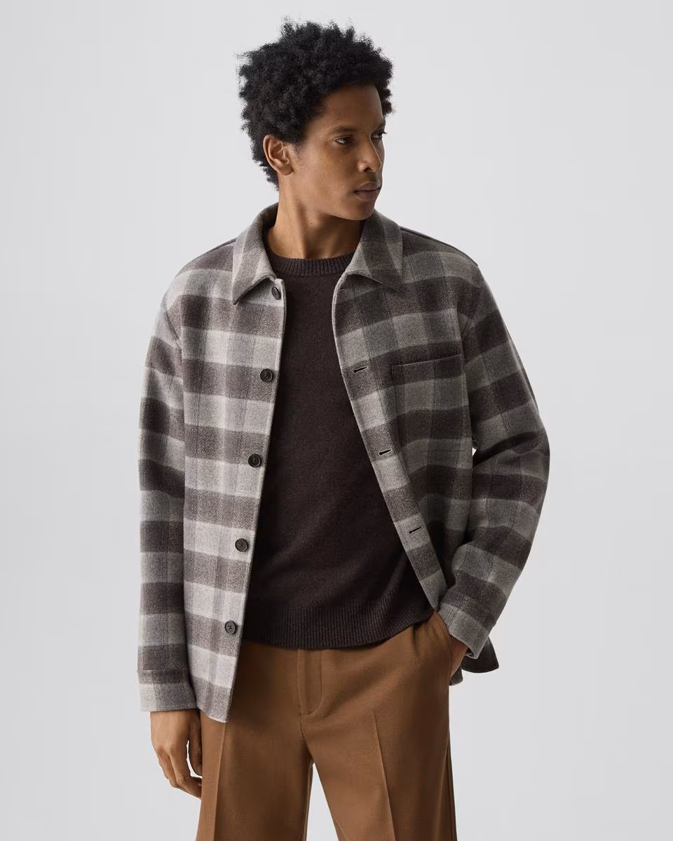 Overshirt in Checked Double-Face Wool-Cashmere