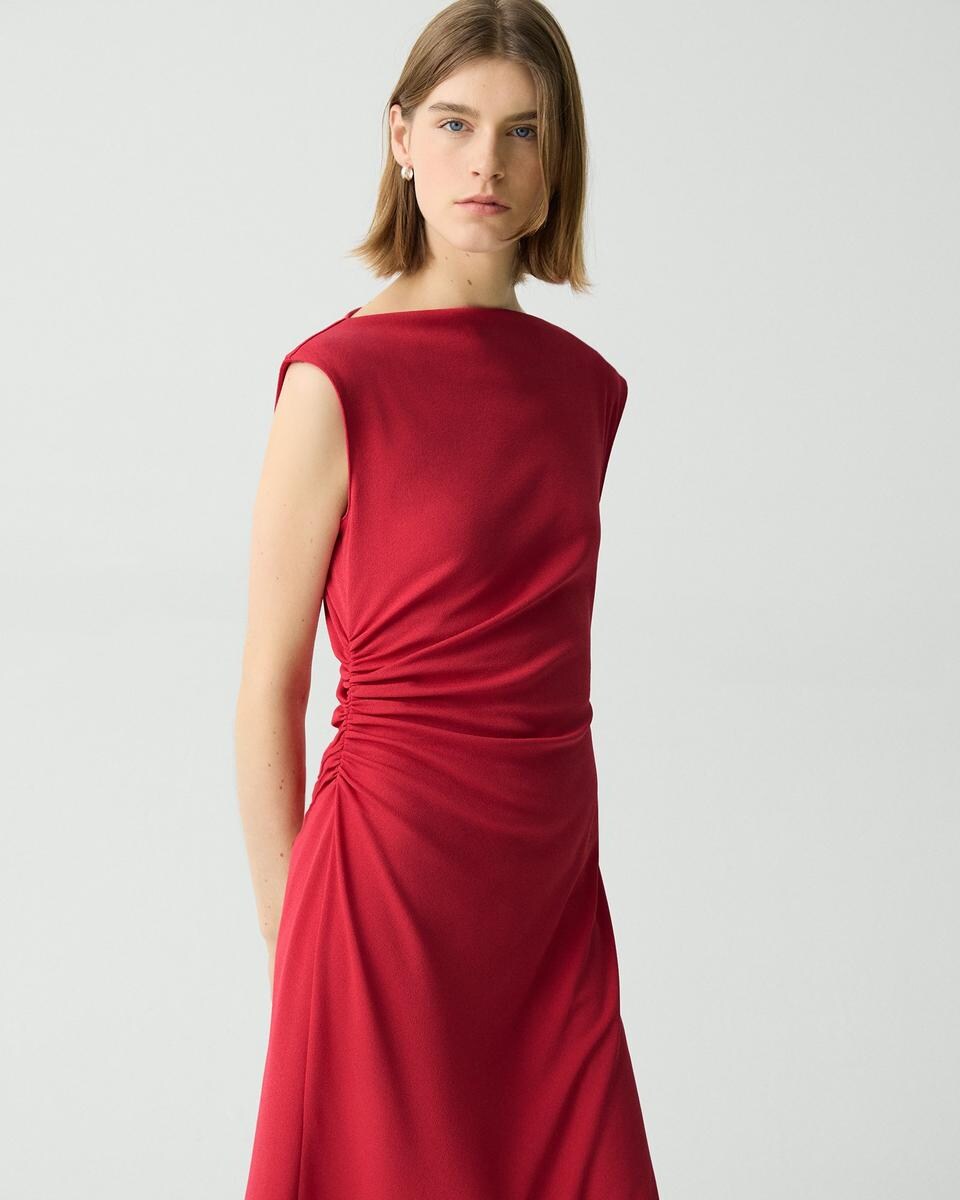 Draped Boatneck Dress in Crepe Jersey
