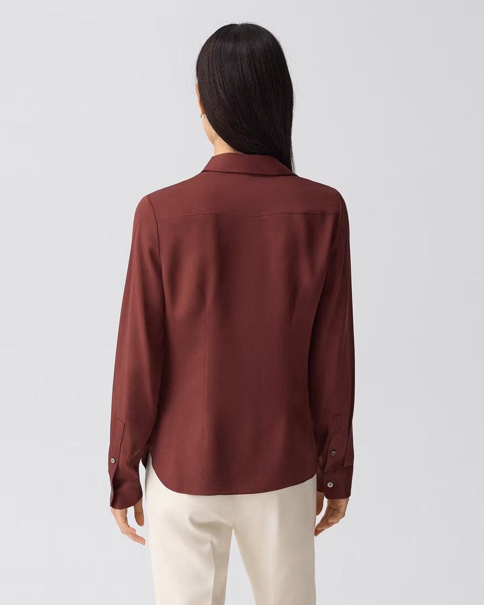 Fitted Shirt in Silk Georgette