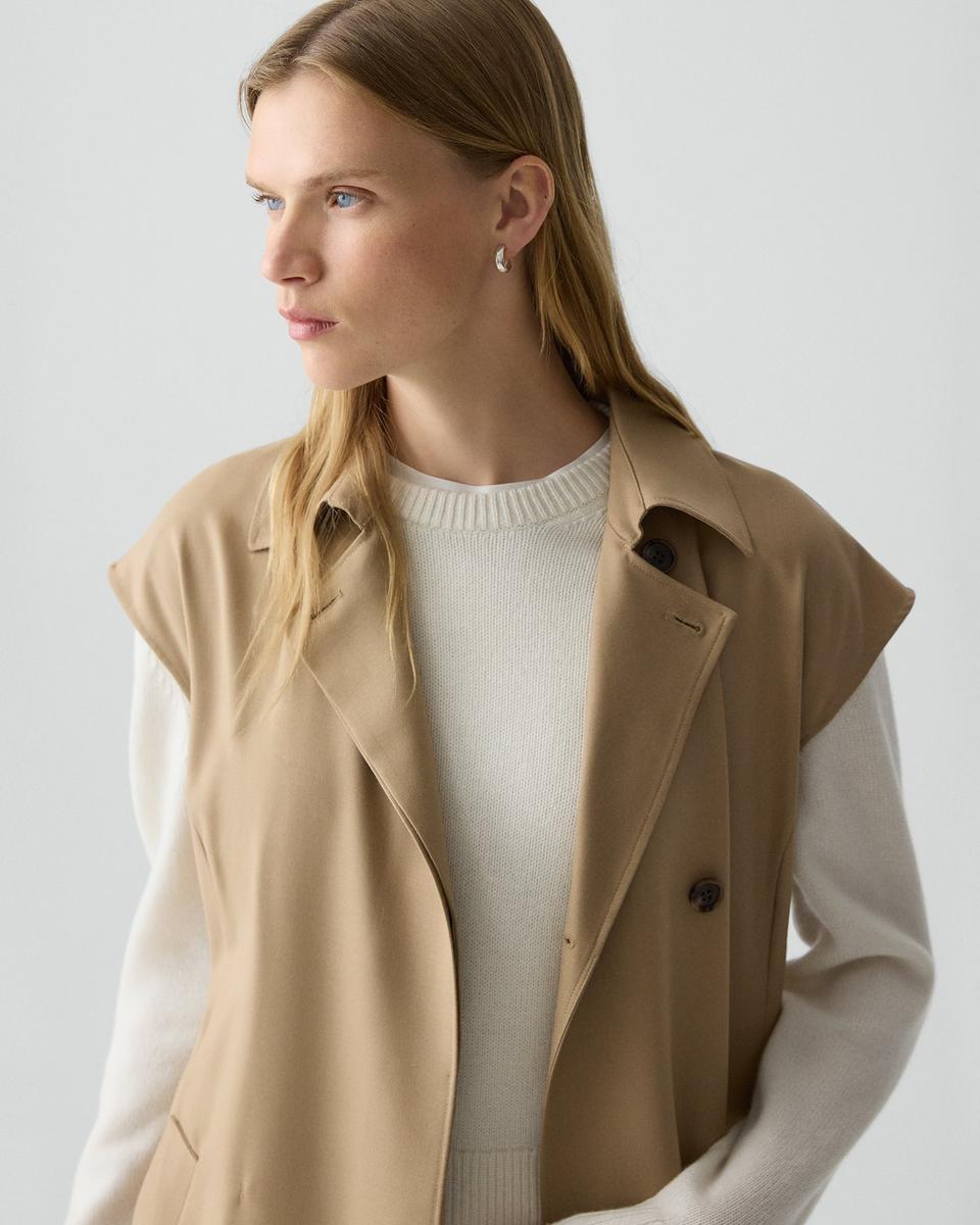 Double-Breasted Belt Dress in Wool-Blend Flannel