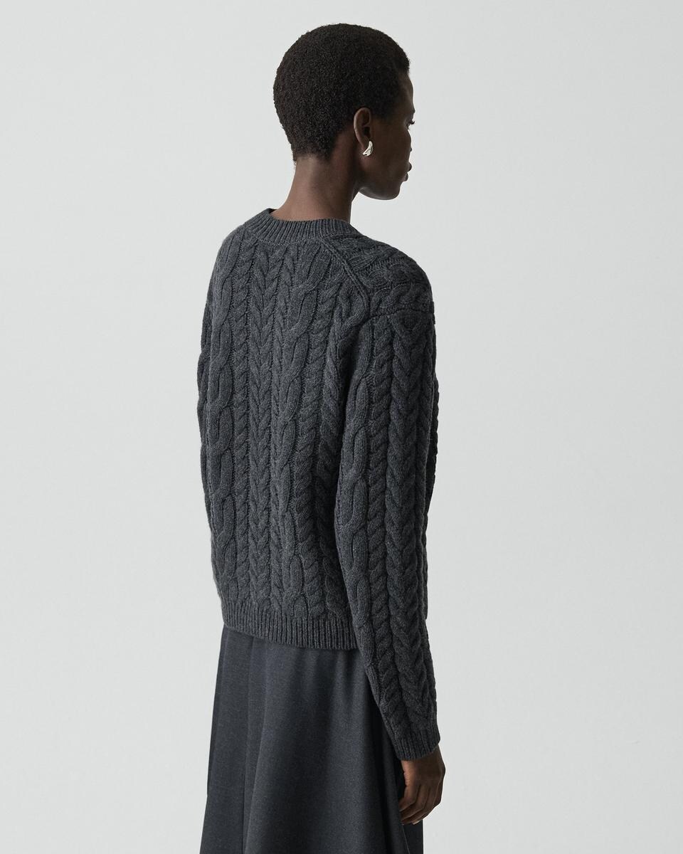 Cable-Knit Sweater in Felted Wool-Cashmere
