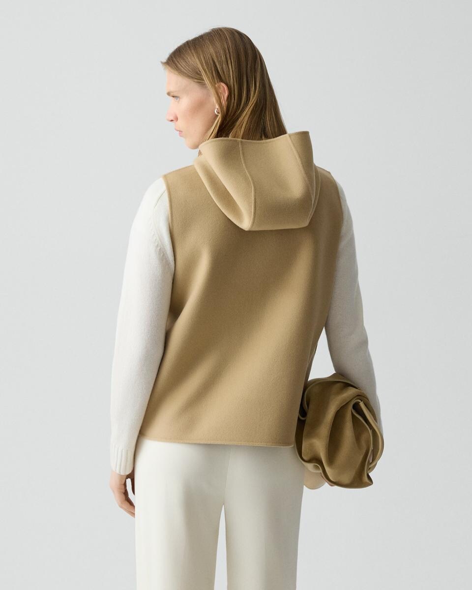 Hooded Vest in Double-Face Wool-Cashmere
