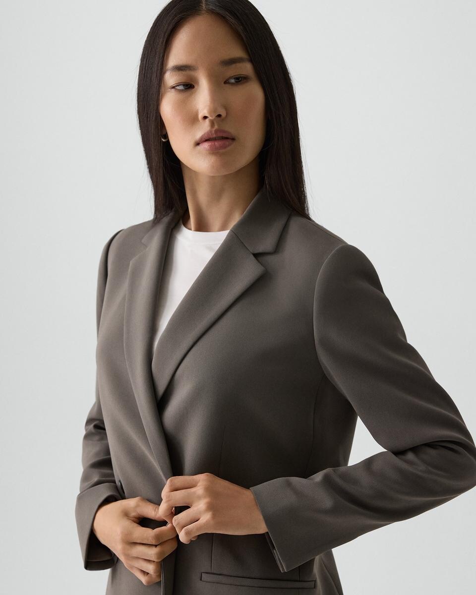Relaxed Double-Breasted Blazer in Admiral Crepe