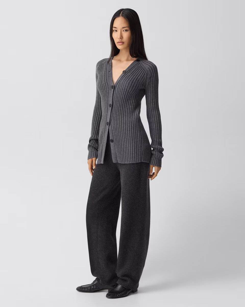 Button-Back Cardigan in Merino Wool