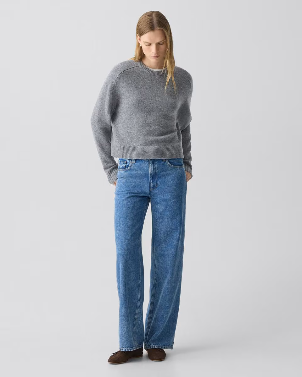 Cropped Crewneck Sweater in Cashmere