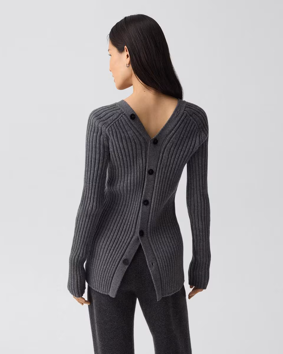 Button-Back Cardigan in Merino Wool