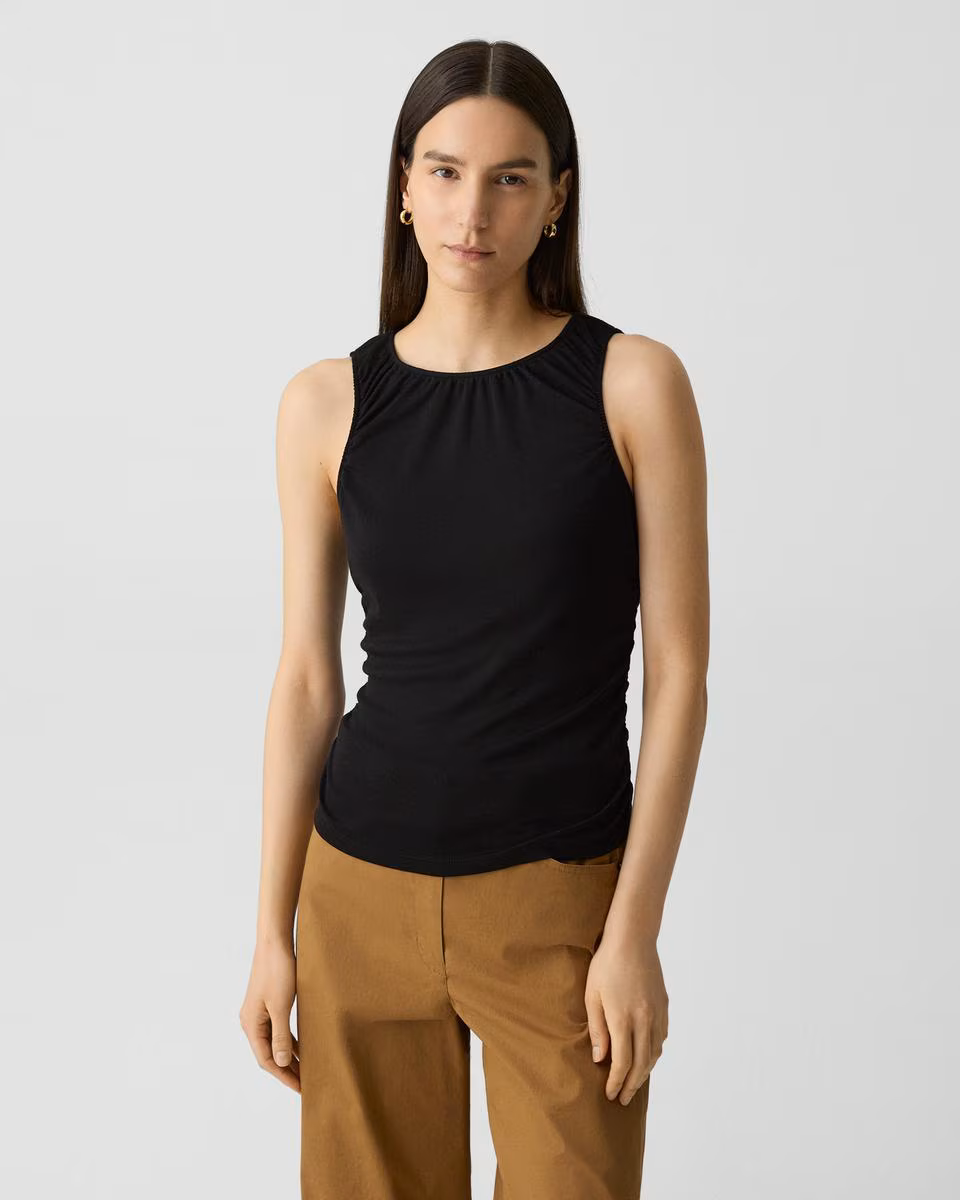 Shirred Top in Soft Rib