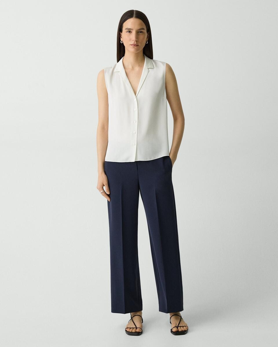 Camp Collar Blouse in Silk Georgette