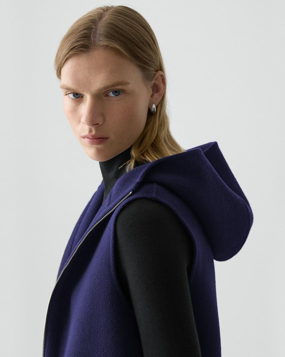 Hooded Vest in Double-Face Wool-Cashmere