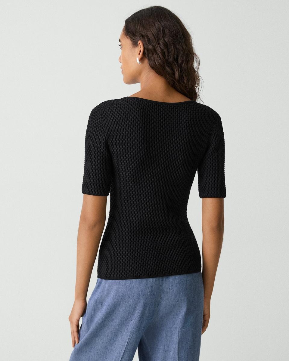 Scoop Neck Top in Textured Cotton-Blend
