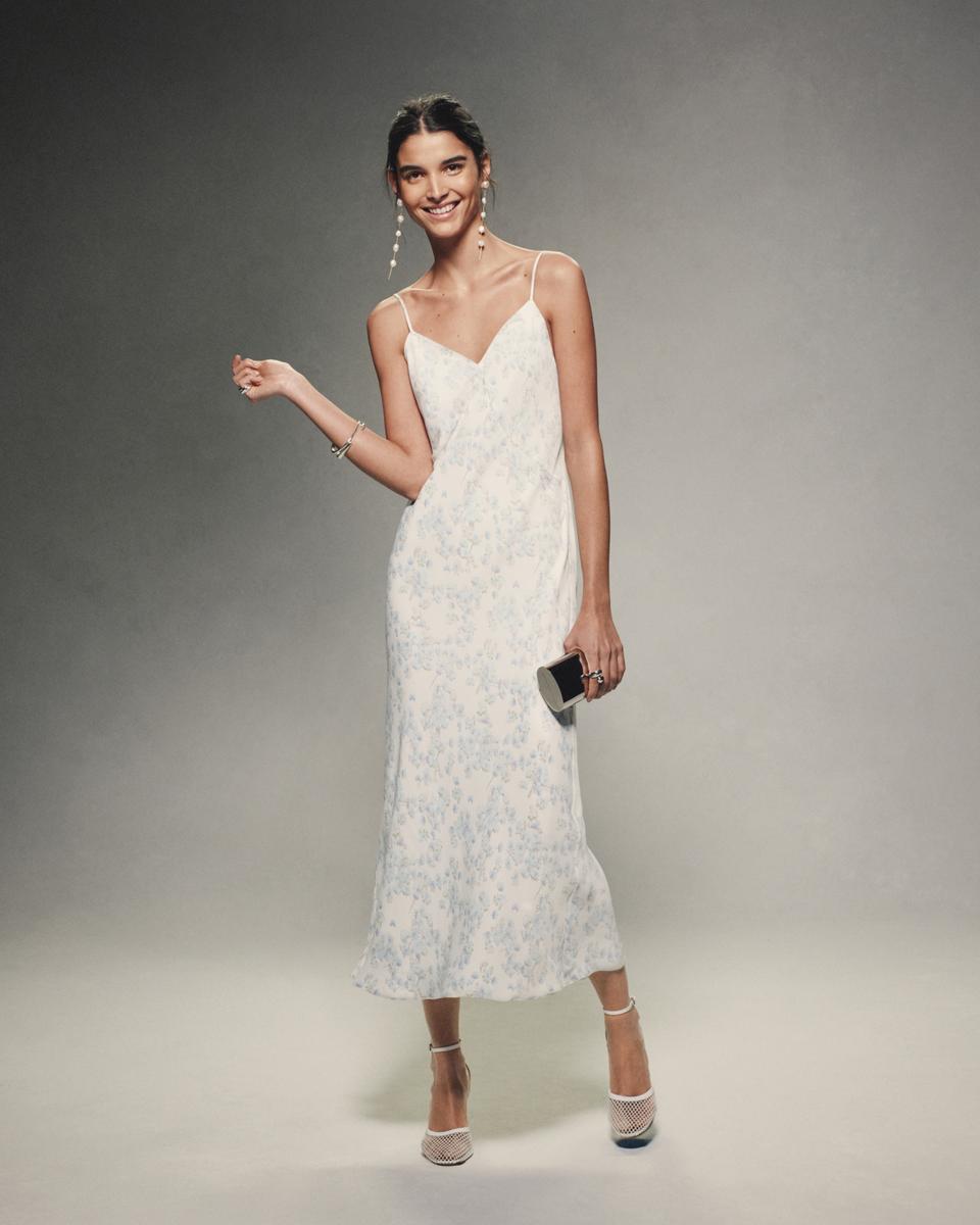 Slip Dress in Floral Satin Georgette