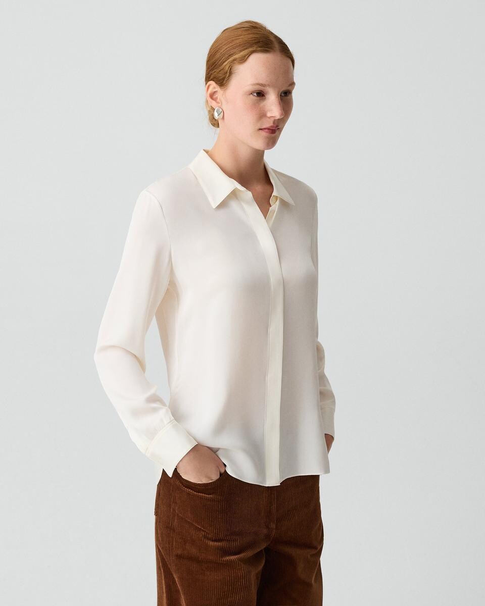 Fitted Shirt in Washable Silk Georgette