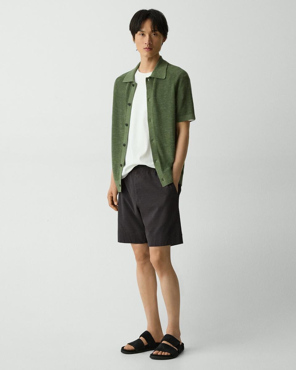 Short-Sleeve Button-Up Shirt in Pacific Linen