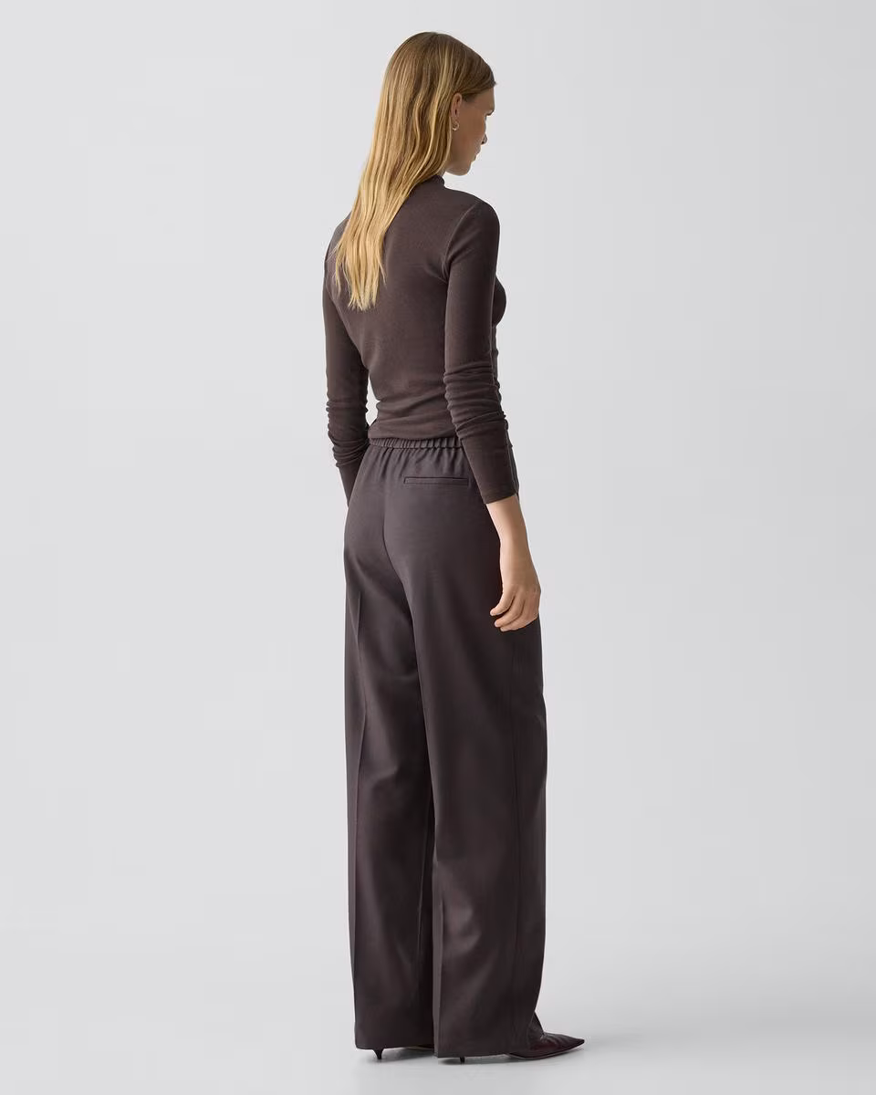 Wide-Leg Pull-On Pant in Sleek Flannel