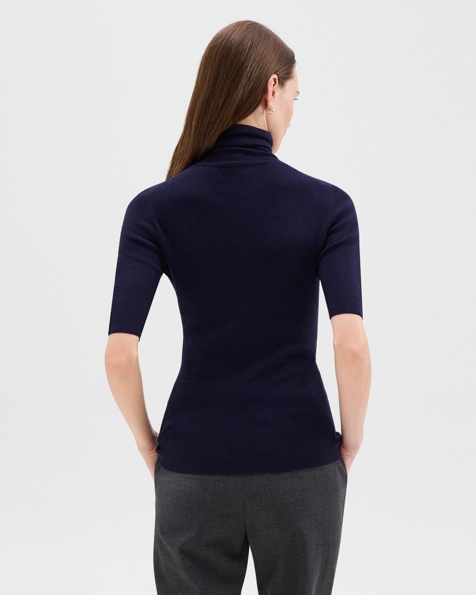 Leenda Short-Sleeve Turtleneck in Regal Wool