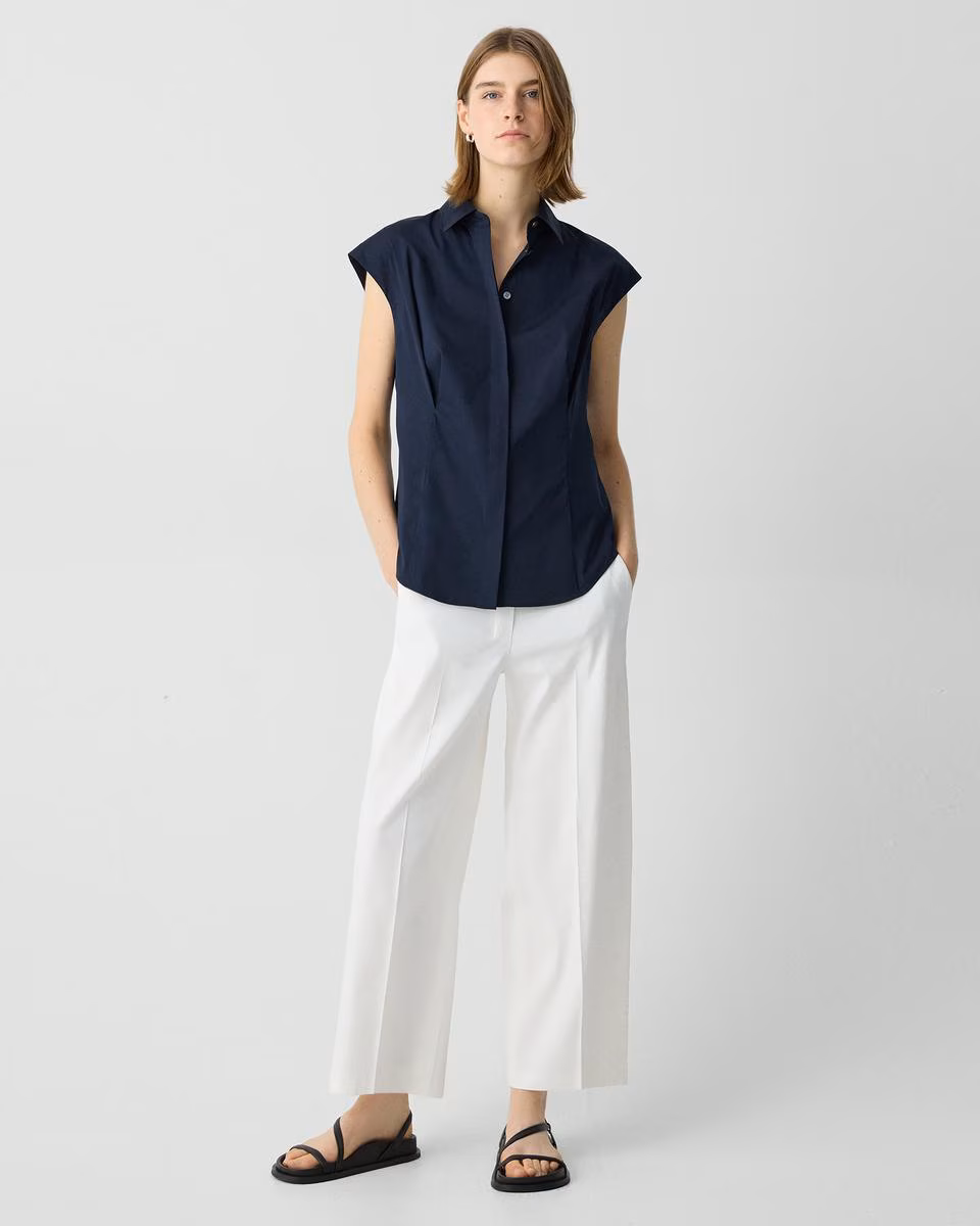 Cinched Cap Sleeve Shirt in Good Cotton
