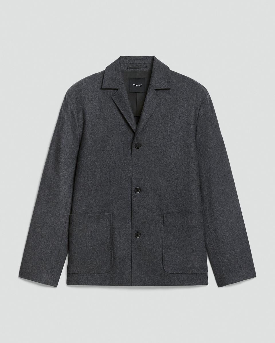 Three-Button Blazer in Cashmere-Blend Flannel