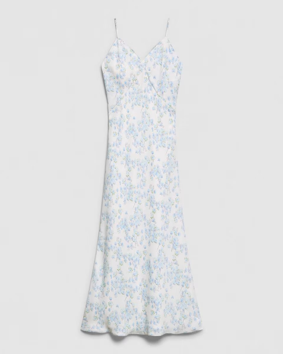 Slip Dress in Floral Satin Georgette