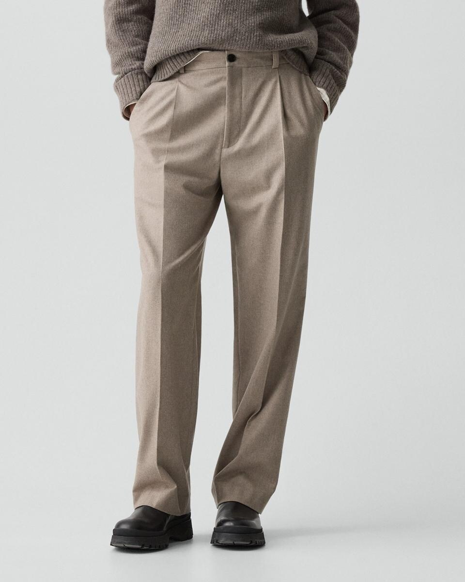 Relaxed Pleat Pant in Cashmere-Blend Flannel