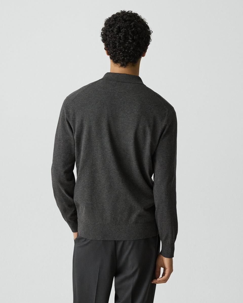 Goris Long-Sleeve Polo Shirt in Light Bilen