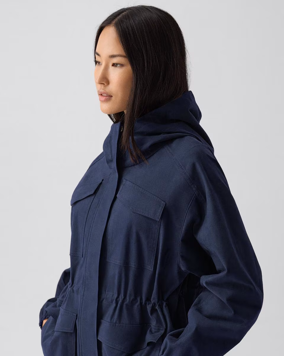 Cinched Windbreaker Jacket in Brushed Chino