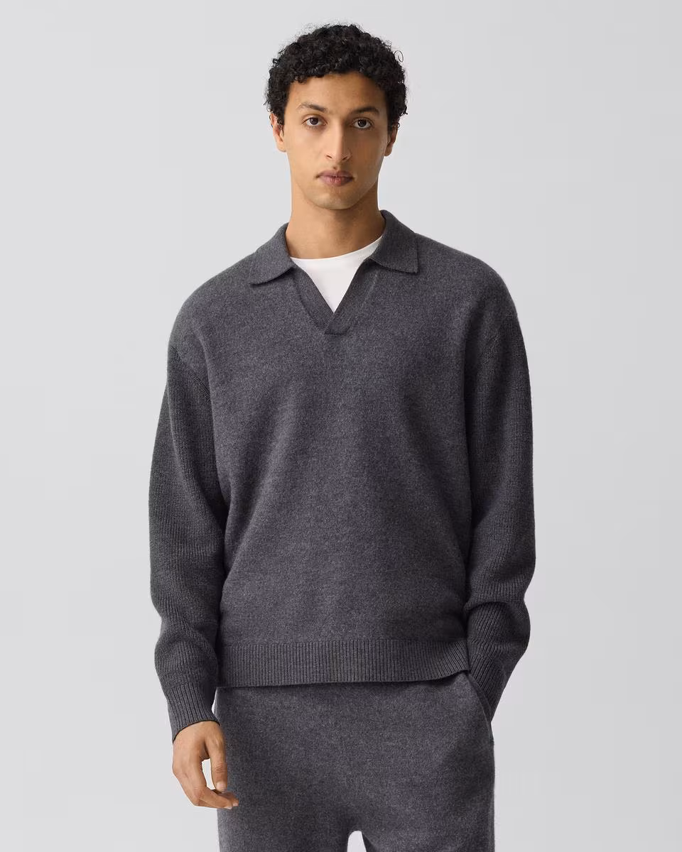 Polo Sweater in Boiled Wool