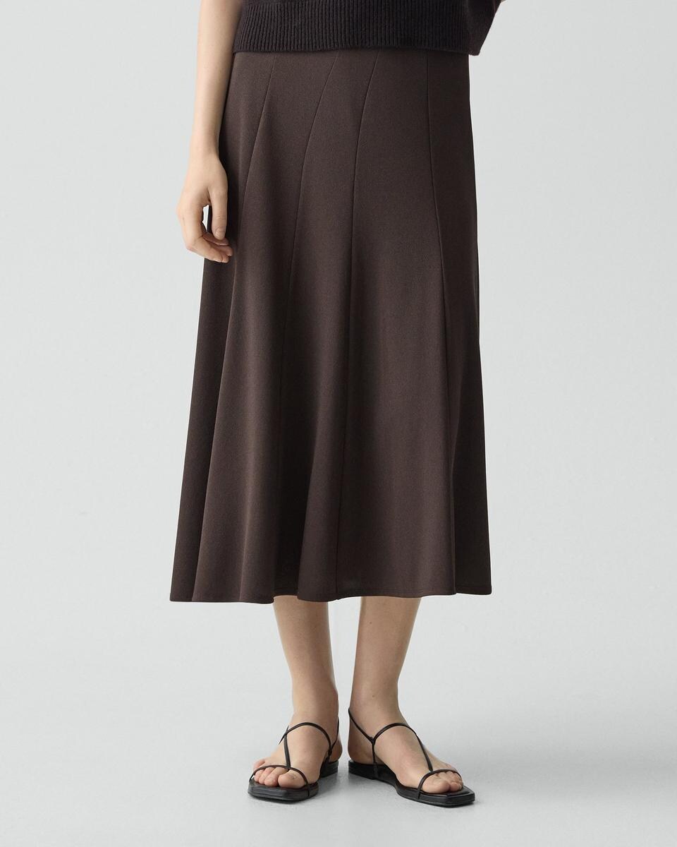 Fluted Seam Skirt in Crepe Jersey